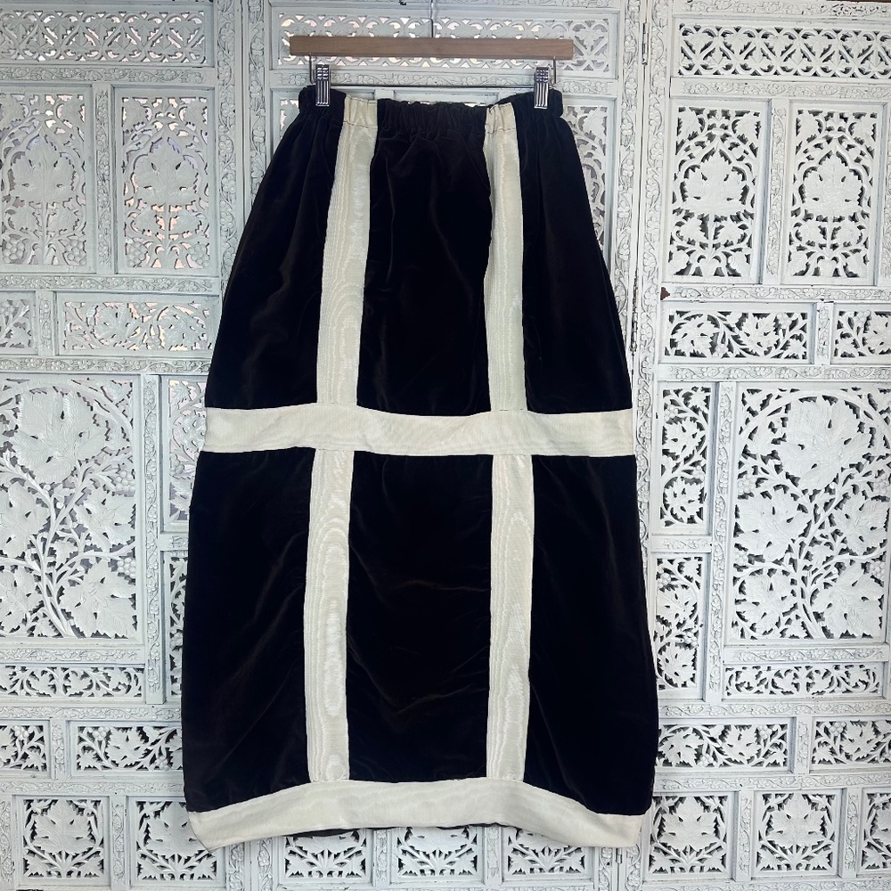 Vintage Mr Hank Brown Velvet‎ Retro Holiday Cottage Prairie Maxi Skirt Sz Small